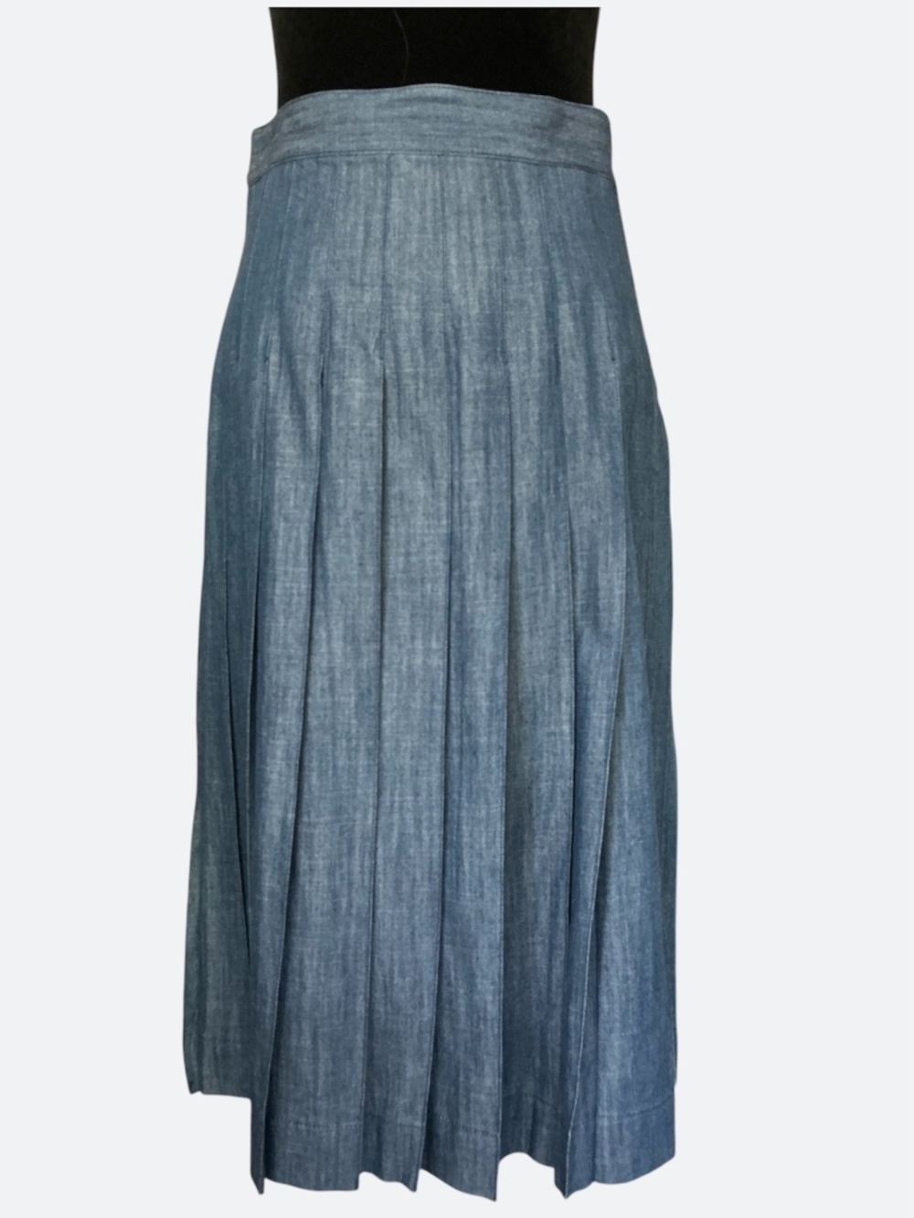 J Crew Collection Pleated Midi Skirt Blue Denim Chambray NWT SZ 4 - Picture 3 of 7
